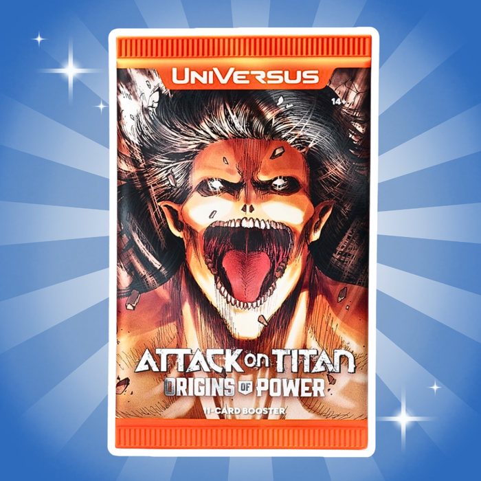 Attack on Titan Origins of Power Booster Display Englisch – 24 Boosterpacks, je 11 Karten, UniVersus Sammelkartenspiel Box