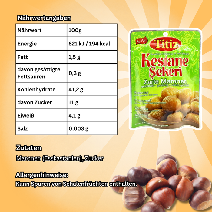Kestane Şekeri Zarte Maronen – Süße Esskastanien – 125 g