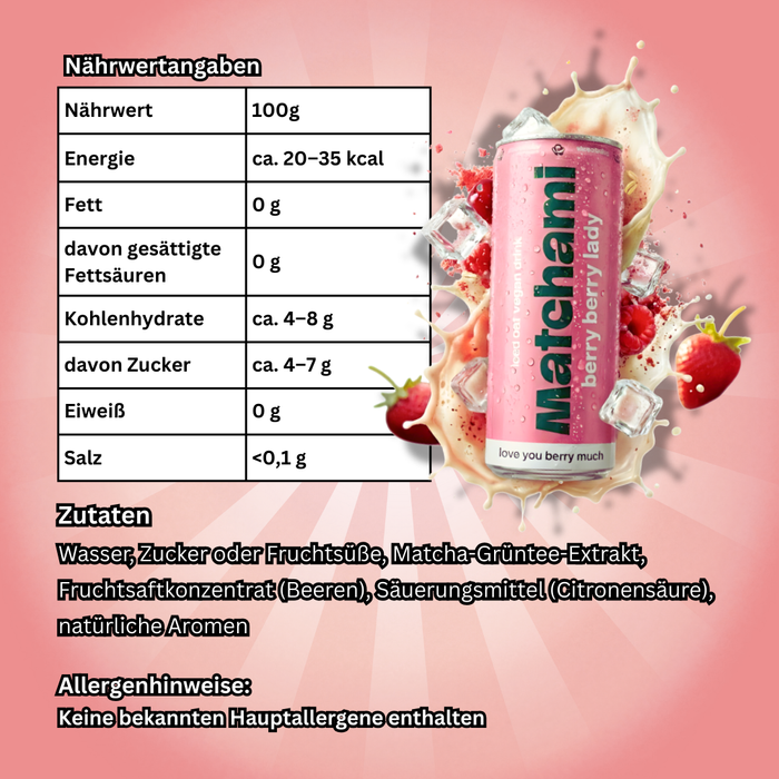 Matchami Berry Berry Lady – Veganes Matcha Erfrischungsgetränk mit Beeren – 250 ml