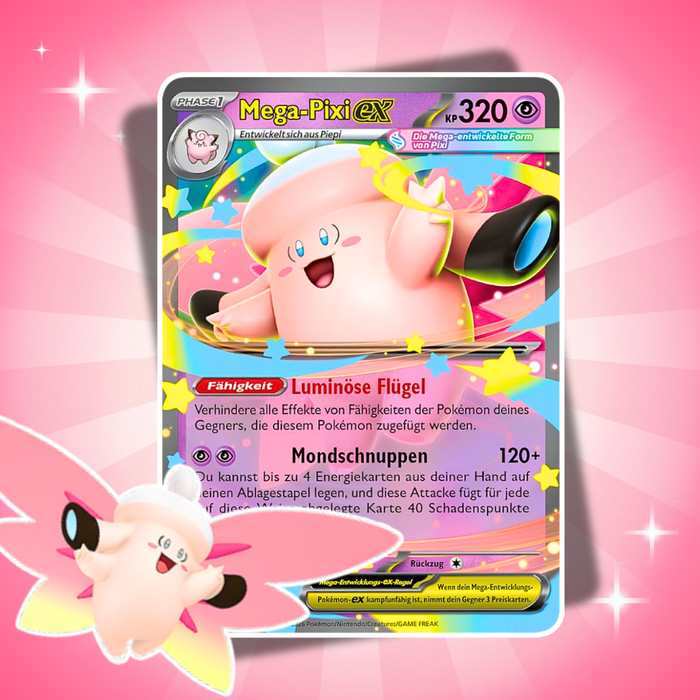 Pokémon Mega Moonlit Tin Box Mega-Pixi-ex Englisch – 4 Boosterpacks + Promokarte