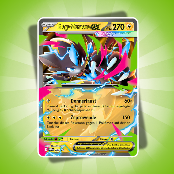 Pokémon Mega-Zeraora-ex Tin Box Deutsch – 1 Promokarte, 4 Boosterpacks & 1 Code-Karte