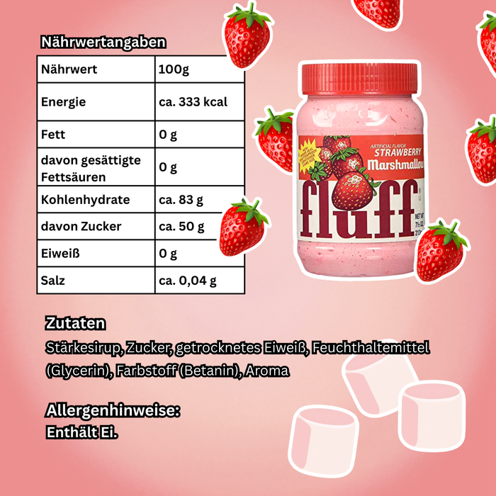 Strawberry Marshmallow Fluff – Erdbeer Marshmallow Creme – 212 g
