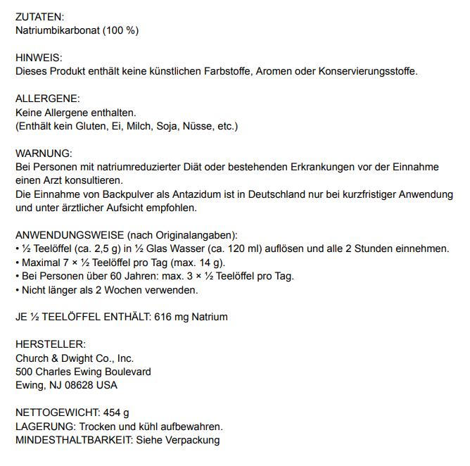 Reines Natron (Natriumhydrogencarbonat, E500) 454g | Baking Soda | Für Backen, Haushalt & Körperpflege