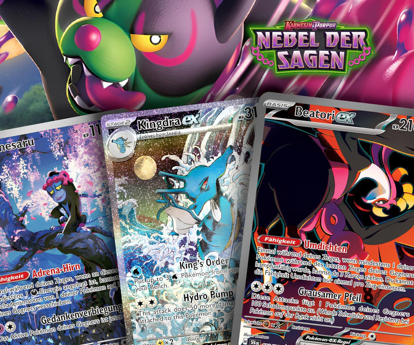 Pokémon TCG – Karmesin & Purpur Nebel der Sagen (SV6.5) | Elite Trainer Box | Deutsch | 9 Boosterpacks & 1 Full-Art-Karte & Zubehör