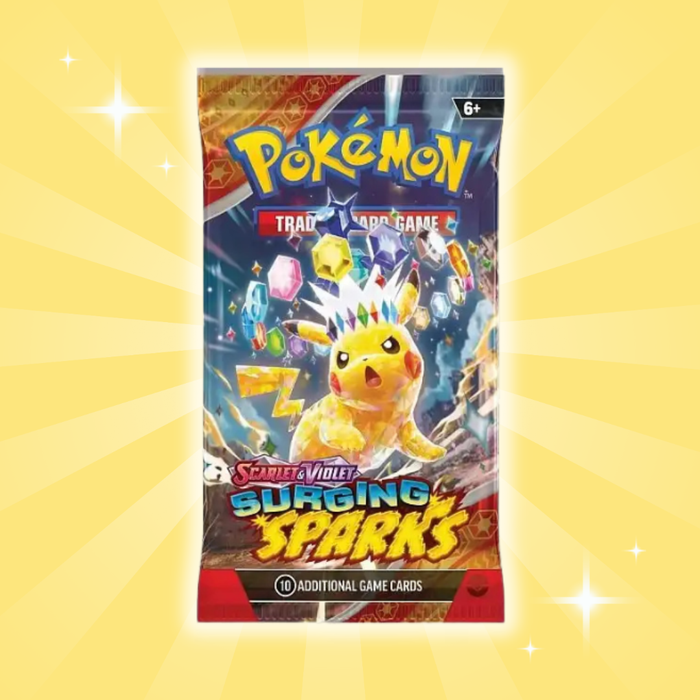 Pokémon Scarlet & Violet – Surging Sparks Booster Pack (EN) | 1x Englisches Booster | 10 Sammelkarten