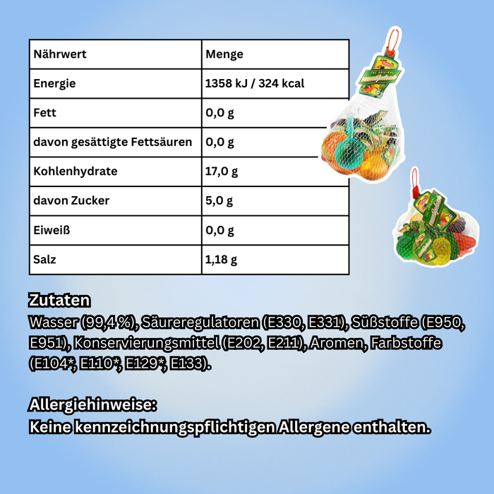 2x Fruit Splash Jelly Mix – Fruchtförmige Jelly Drinks im Netz, Bunte Candy-Fruchtgelees, 2x 330 ml