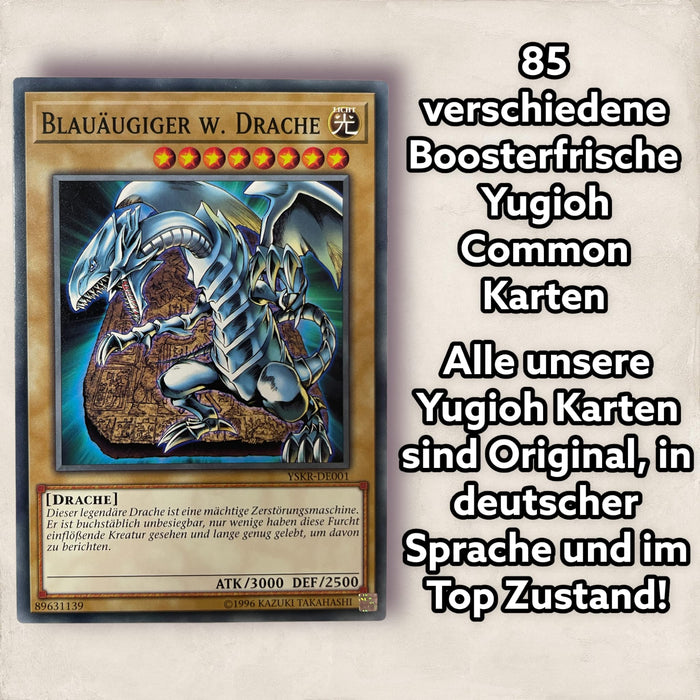 Yugioh Kartenset mit 100 Karten DEUTSCH (85 Commons - 10 rares - 5 Holos) - mit möglichen Magiern oder Drachen + 1 zufälligen aktuellen Booster in erster Edition + Heartforcards®Versandschutz