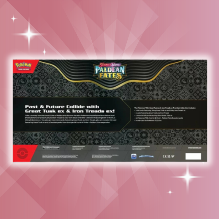 Pokémon Paldean Fates – Great Tusk ex & Iron Treads ex Premium Collection | Englische Premium-Sammelbox