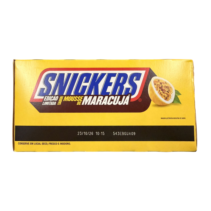 SNICKERS Mousse de Maracujá 20 x 42 g – Brasilianische Limited Edition – Schokoriegel mit Passionsfrucht-Mousse-Geschmack, Erdnüssen, Karamell und Nougat – 20er-Pack – 840 g