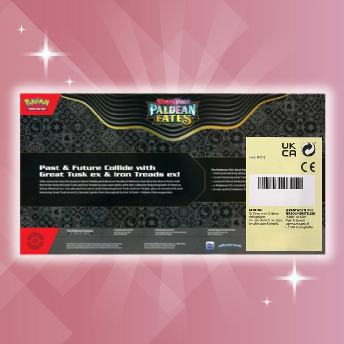 Pokémon Paldean Fates – Great Tusk ex & Iron Treads ex Premium Collection | Englische Premium-Sammelbox