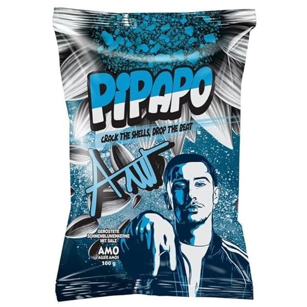 AMO’s PiPAPO Sonnenblumenkerne 4er-Set | 4 Geschmacksrichtungen: Salzig, Natur, Taco & Popcorn | Je 100g | Knuspriger Snack mit Stil
