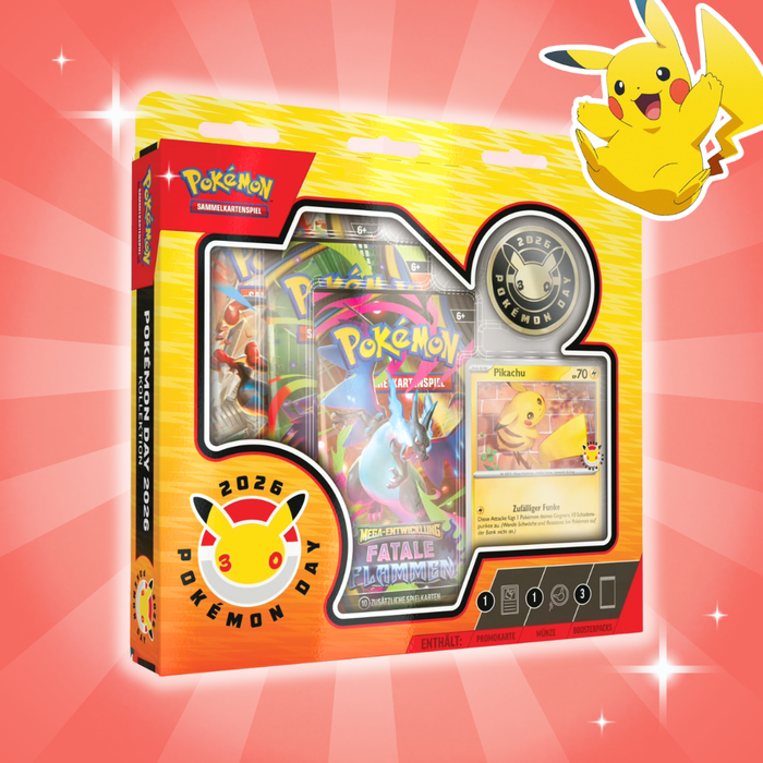Pokémon Day 2026 – Spezial Kollektion | 3 Boosterpacks | Deutsch | Promokarte & Münze