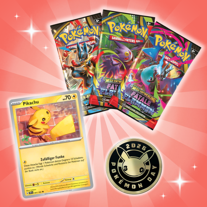 Pokémon Day 2026 – Spezial Kollektion | 3 Boosterpacks | Deutsch | Promokarte & Münze