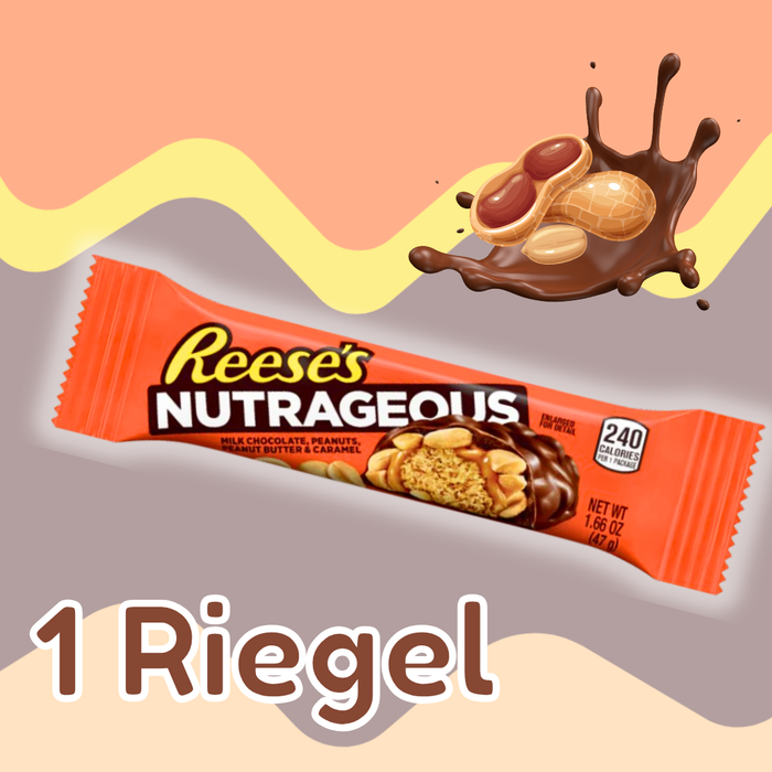 1x Reese's Nutrageous – Schoko-Erdnussbutter Riegel | 1x Riegel | Amerikanischer Snack