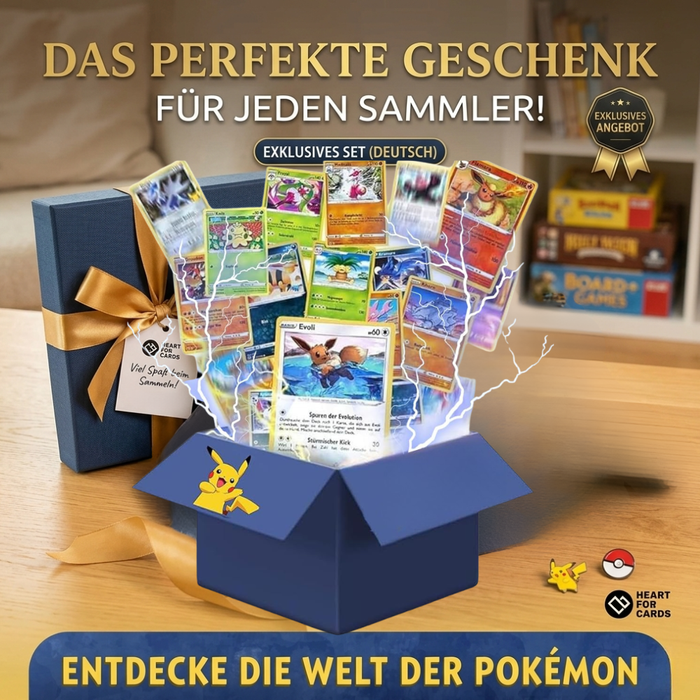100x Pokémon Karten (Deutsch) + 5x Holo Karten – 80x Common/Uncommon + 20x Energiekarten – Zufällige Auswahl