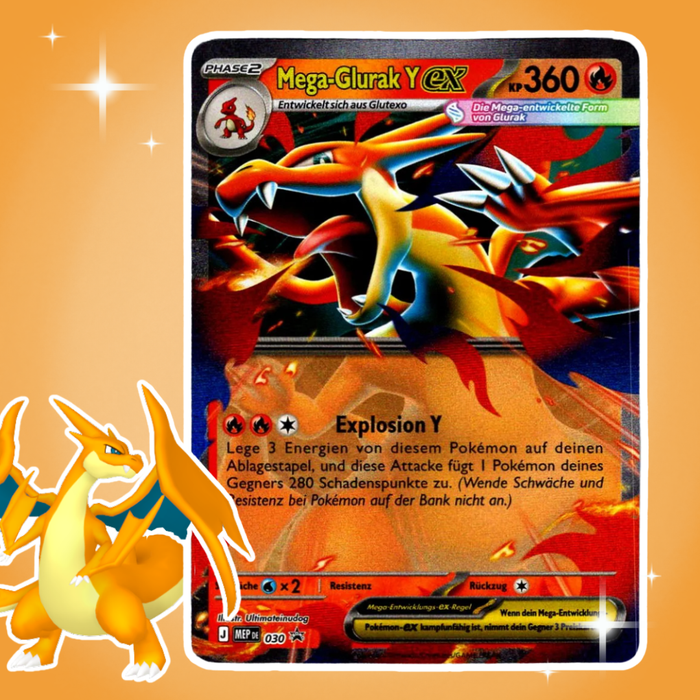 1x Pokémon Glurak Y ex – Deutsch, Einzelkarte, Sammelkarte