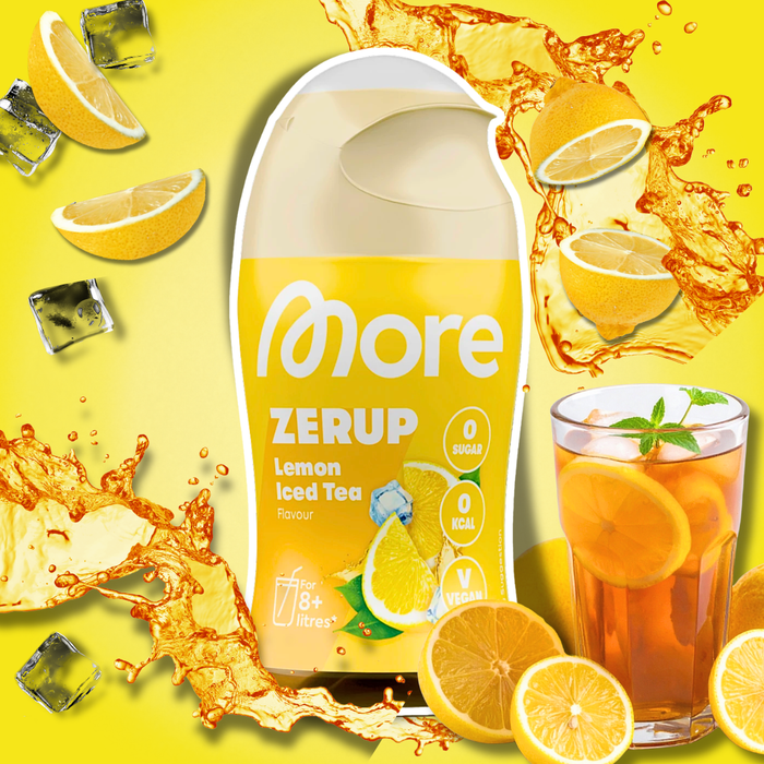 MORE Zerup Zero Sirup Lemon Iced Tea Getränkesirup ohne Zucker mit Schwarztee-Extrakt 65 ml