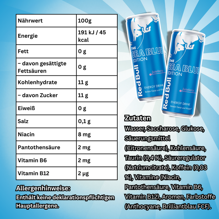 Red Bull Blue Edition Juneberry Energy Drink mit fruchtigem Juneberry-Geschmack 250 ml