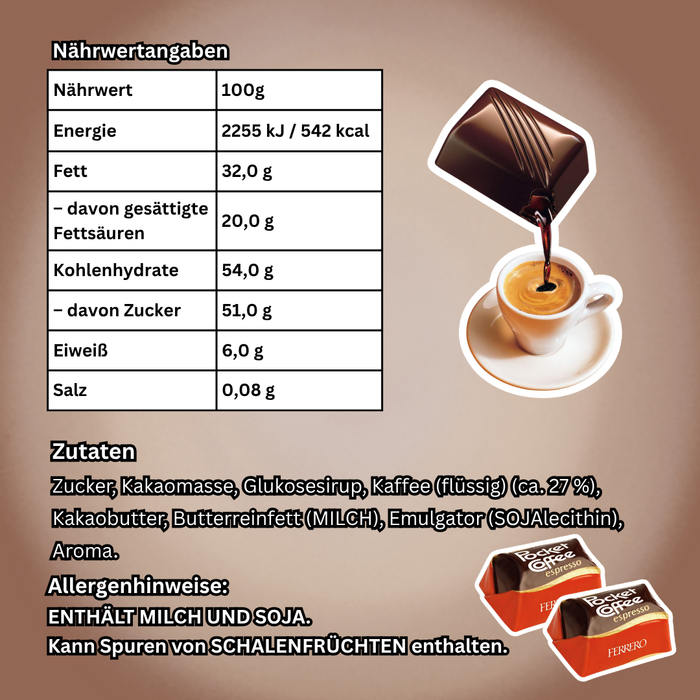 6 x 18 Stück Ferrero Pocket Coffee Pralinen mit flüssiger Kaffee-Füllung 225g pro pack