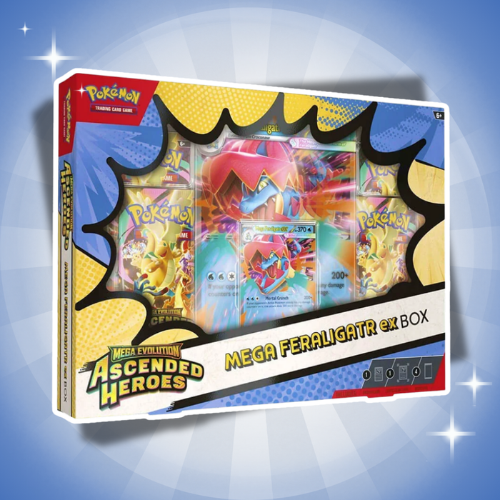 Pokémon Mega Evolution Ascended Heroes ex Box Englisch – 4 Booster + Promo-Karten, Zufällige Variante