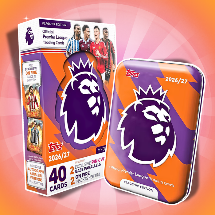 Topps Flagship Premier League Trading Cards 2026/2027 Mega Tin – Zufälliges Design, 40 Karten