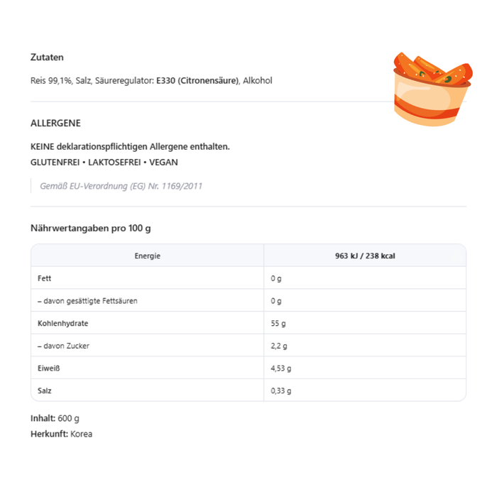 Reiskuchen tteokbokki Zyl.Form MATAMUN Btl 600g
