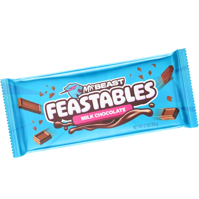 Mr Beast Feastables Schokoladenriegel | 4er-Pack: Peanut Butter, Milk Chocolate, Milk Crunch & Almond | 4 x 60g | Hochwertige Zutaten & unwiderstehlicher Geschmack