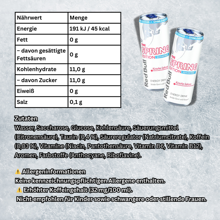 24x Red Bull Spring Edition 2026 Kirsche-Sakura Sugarfree Energy Drink, 24x250 ml