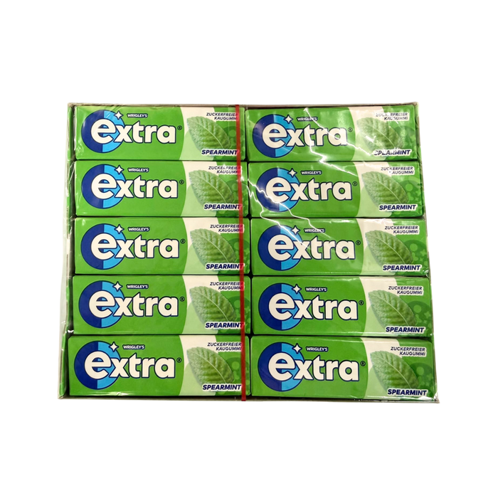 Wrigley's Extra Spearmint Kaugummi Zuckerfrei (30 x 14g) - Grüne Minze, Zahnpflege Kausnack Vorratspack Großpackung