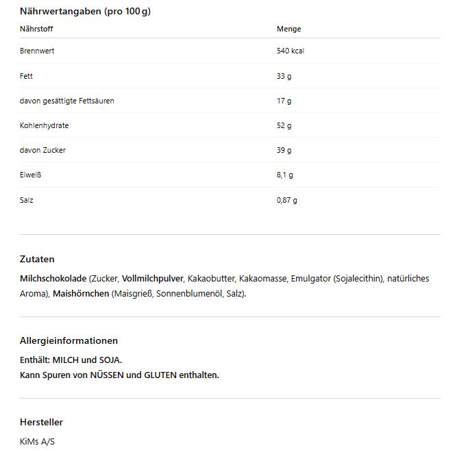2er Pack KiM’s Smash! – Dänischer Snack-Genuss – Knusprige Maishörnchen mit Milchschokolade überzogen – Süß-salzige Knabberei aus Skandinavien – (2 x 100g)