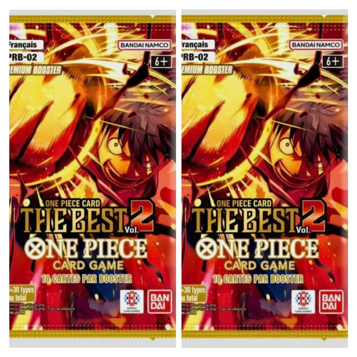 2x Booster Packs – One Piece Card Game PRB-02 "The Best 2" (Englisch) + Heartforcards® Versand­schutz