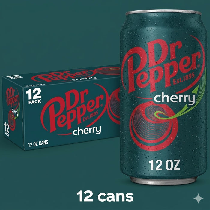 Dr Pepper Cherry (USA) 12er-Pack – Der fruchtige Kult-Klassiker, 12 x 355ml (MHD: 02.2025)