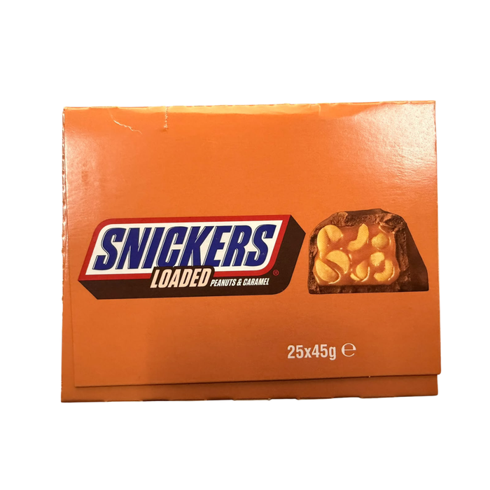 SNICKERS Loaded Peanuts & Caramel 25 x 45 g – Schokoriegel mit Erdnüssen und Karamell – Australische Spezialität – 25er-Pack – 1,125 kg