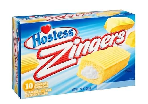 HOSTESS Zingers - Iced Vanilla Cake with Creamy Filling - 10 Stück in 360g Packung