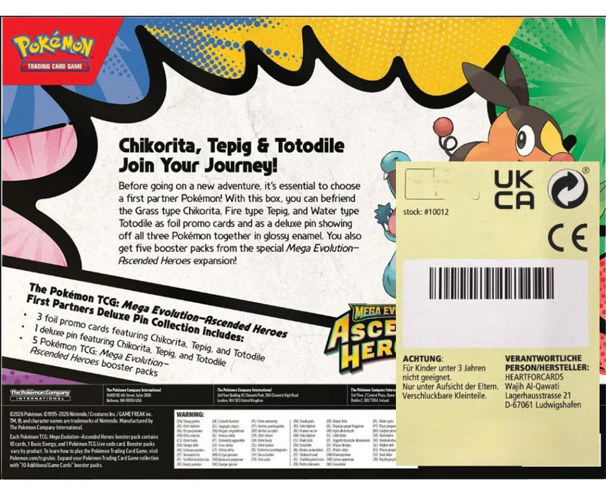 Pokémon Ascended Heroes – First Partner Deluxe Pin Collection | English | 5 Boosters + Promo