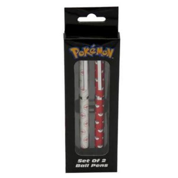 2x Pokeman Ball Pens- 2er Set Kugelschreiber in Rot und Weiss mit PKM-Logo Optik + Heartforcards® Versandschutz