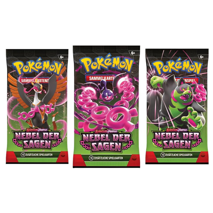 3x Pokémon TCG: Karmesin & Purpur Nebel der Sagen Booster - KP6.5 - 3 Booster - mit 10 Karten pro Booster - DEUTSCH