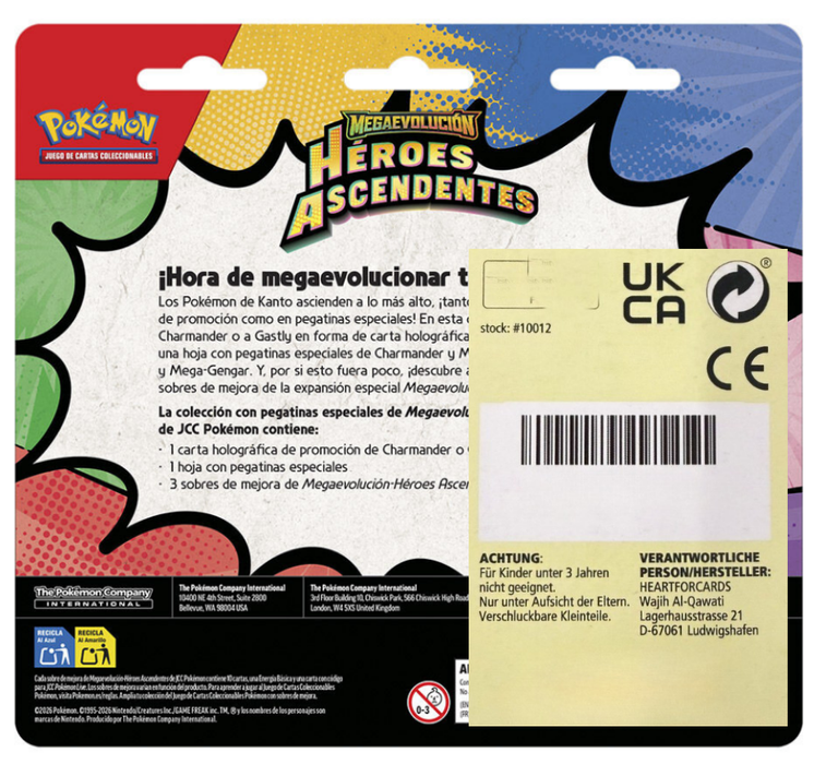 Pokémon Heroes Ascendentes Tech Sticker Collection (Purple) | ES-LA Latino Español Ascended Heroes | 3 Boosterpacks + Holo Promo Karte