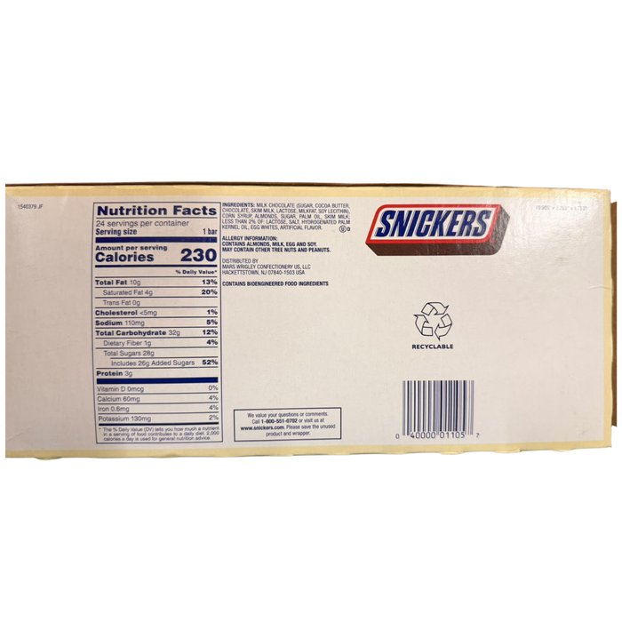 SNICKERS Almond 24 x 49,9 g – Amerikanischer Schokoriegel mit Mandeln, Karamell und Nougat – 24er-Pack – 1,1976 kg