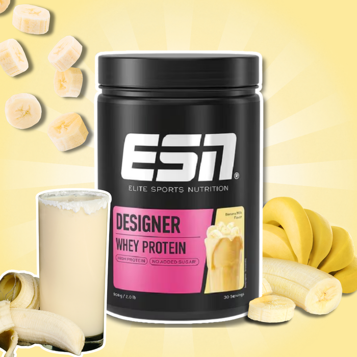 ESN Designer Whey Protein Banana Milk 908 g | Molkenproteinpulver mit Bananen-Milch Geschmack