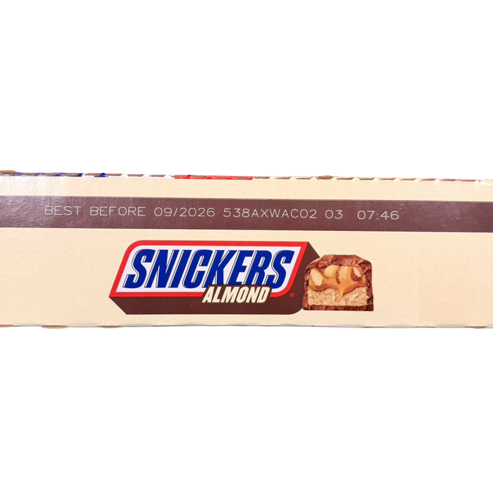 SNICKERS Almond 24 x 49,9 g – Amerikanischer Schokoriegel mit Mandeln, Karamell und Nougat – 24er-Pack – 1,1976 kg