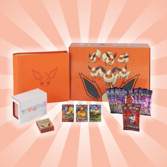 Pokémon Flareon VMAX Geschenkbox (Chinesische Edition) | Limitierte Sammlerbox | Exklusive Promo-Karten & Premium-Zubehör