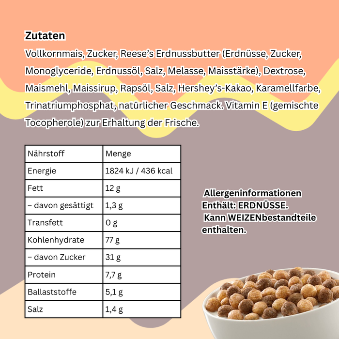 Reese’s Puffs Cereal 326g – Peanut Butter & Chocolate Flavoured Whole Grain Corn Puffs