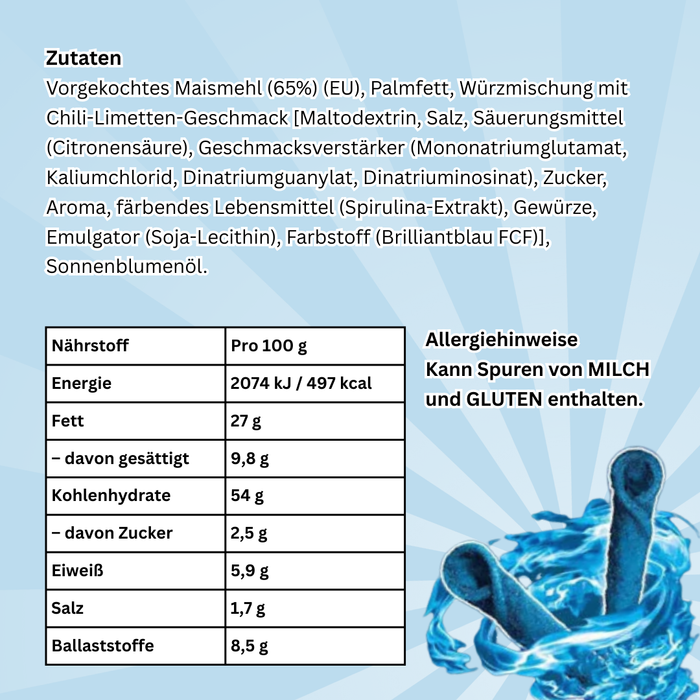 18x Takis Blue Heat Chips – 18x 100g(1 Karton) – Scharf und würzig mit Chili-Limetten-Geschmack
