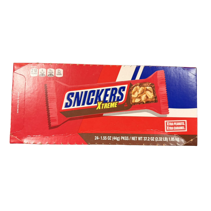 SNICKERS Xtreme 24 x 44 g – Amerikanischer Schokoriegel mit extra vielen Erdnüssen, Karamell und Milchschokolade – 24er-Pack – 1,056 kg