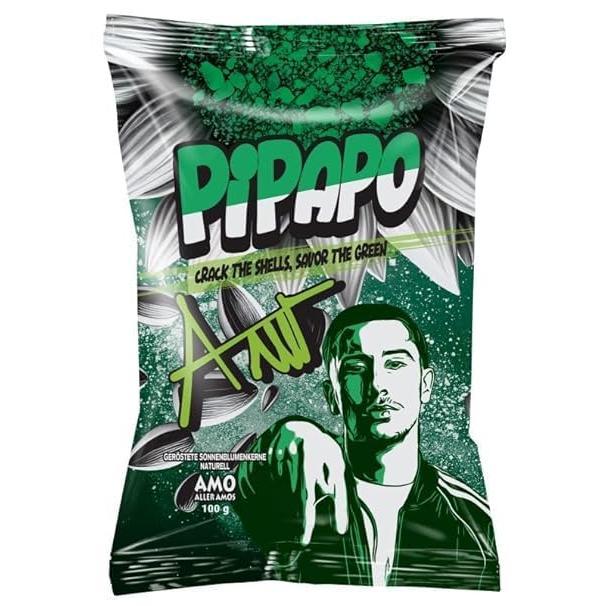 AMO’s PiPAPO Sonnenblumenkerne 4er-Set | 4 Geschmacksrichtungen: Salzig, Natur, Taco & Popcorn | Je 100g | Knuspriger Snack mit Stil
