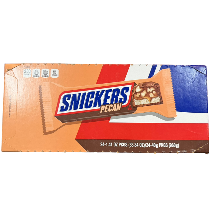 SNICKERS Pecan 24 x 40 g – Amerikanischer Schokoriegel mit Pekannüssen, Karamell und Milchschokolade – 24er-Pack – 960 g