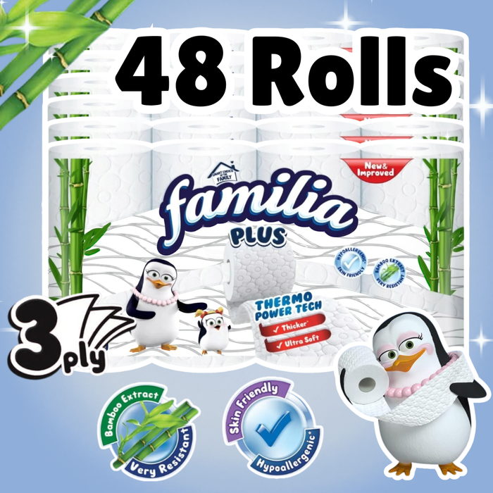 Familia Plus 3-lagige Toilettenrolle – 48 Rollen Toiletten Papier Vorteilspack