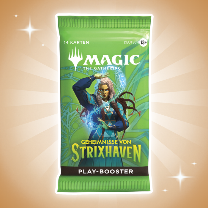 Magic: The Gathering Geheimnisse von Strixhaven Bundle Deutsch – 9 Boosterpacks, Promo Karte, Foil Länder & Zubehör, MTG Box