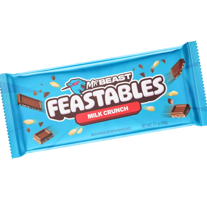 Mr Beast Feastables Schokoladenriegel | 4er-Pack: Peanut Butter, Milk Chocolate, Milk Crunch & Almond | 4 x 60g | Hochwertige Zutaten & unwiderstehlicher Geschmack
